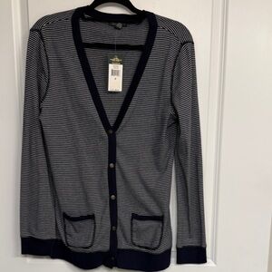Ralph Lauren Black and White Striped cotton Cardigan